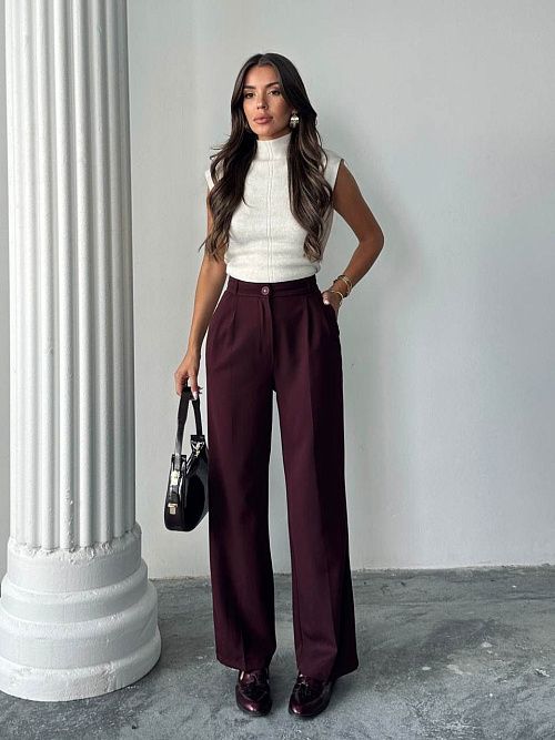 4002-bordo Брюки женские бордовый Girl 