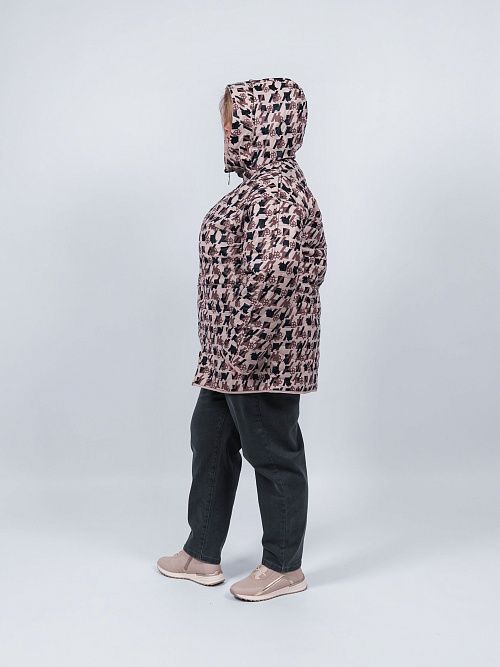 9211 Куртка женская двухсторонняя бежевый/коричневый Baimuni 