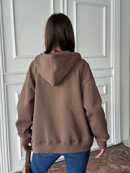 4627-brown Худи на молнии женское коричневый Girl 