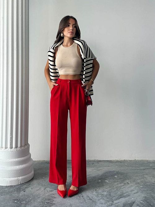 4002-red Брюки женские красный Girl 