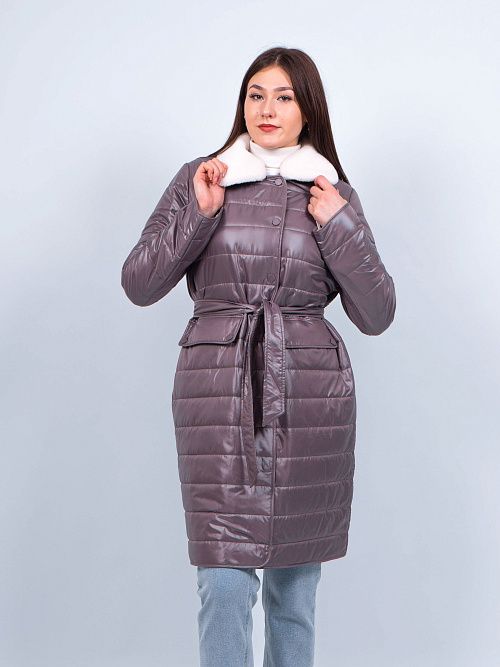 M23826/1Пальто утепленное женское серый ILAMONER 