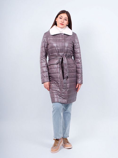 M23826/1Пальто утепленное женское серый ILAMONER 