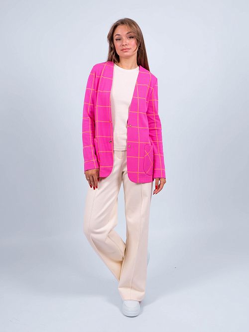 ЕВТ3223/ Жакет женский розовый, клетка VERY NEAT 