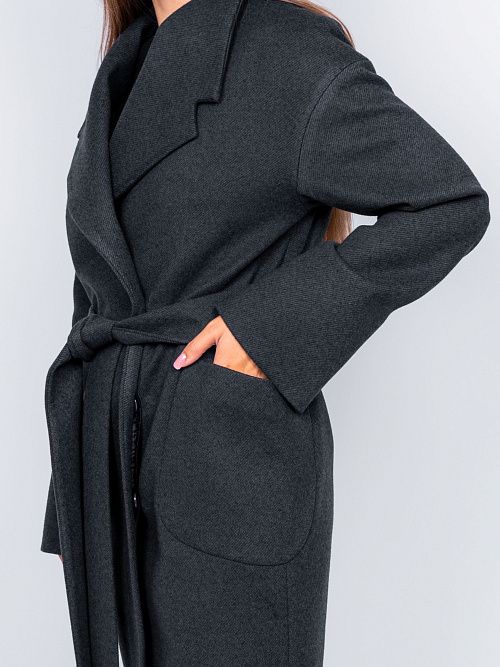 KR-171/14-Рубчик Пальто женское темно-серый 365 