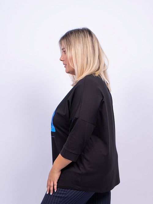 Ультрамарин Блузка женская черный ZAR STYLE 