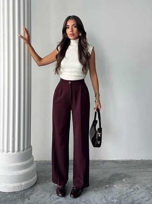 4002-bordo Брюки женские бордовый Girl 