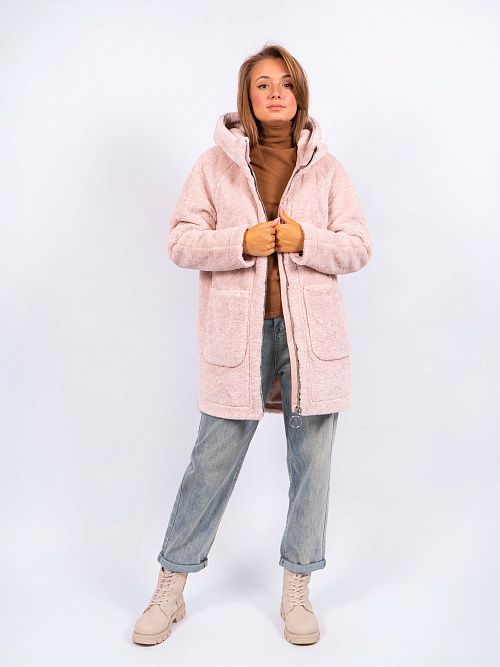 3-0306м-3181 Пальто меховое женское ванильный ELECTRA STYLE 