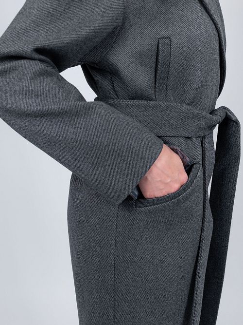 KR-296-рубчик-2 Пальто женское антрацит 365 