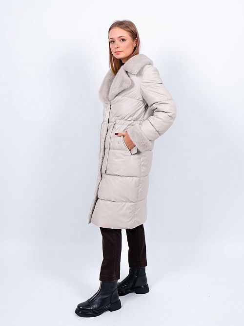 5БП-43039-985 Пальто женское утепленное серый ELECTRA STYLE 