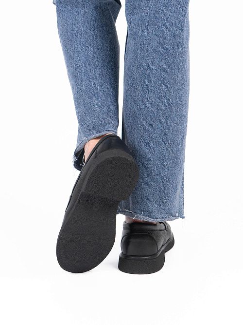 DBY-RA008-001-1 Лоферы женские натуральная кожа черный 365 