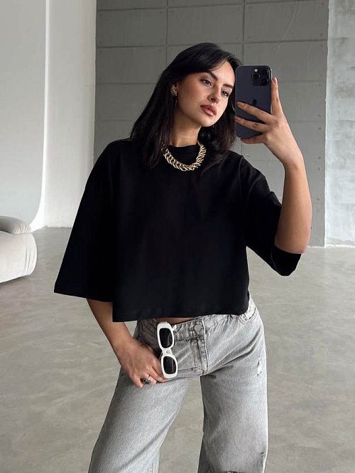 4608 Футболка женская черный GIRL 