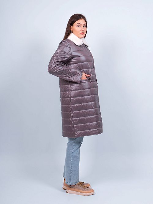 M23826/1Пальто утепленное женское серый ILAMONER 