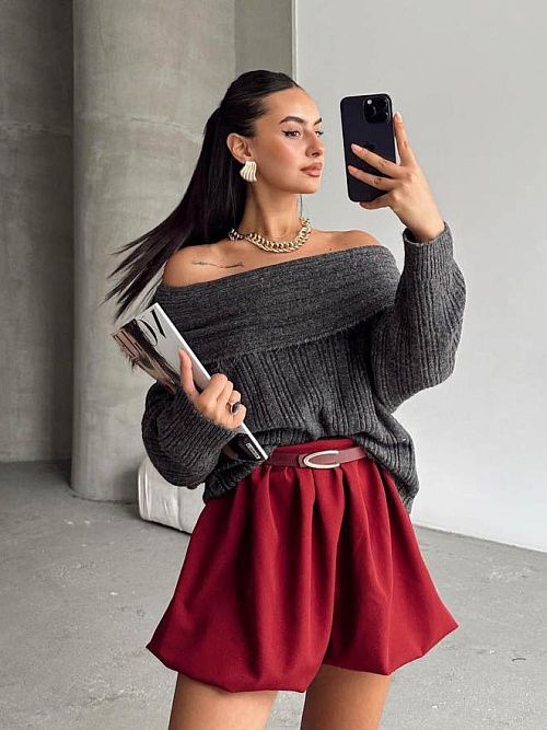 7419 Юбка женская бордовый GIRL 