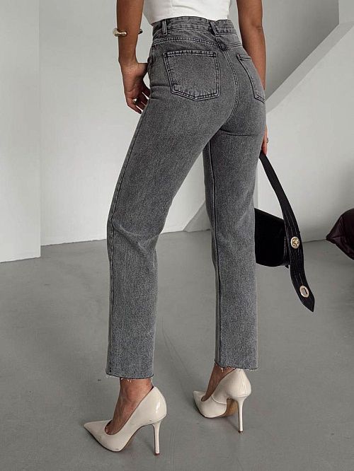 9561-B Джинсы женские серый GIRL 