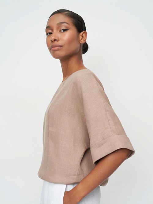 3786-ИЛ23 Блузка женская песочный ELECTRA STYLE 