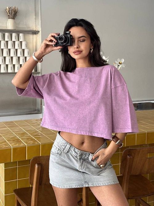 4622 Футболка женская сиреневый GIRL 