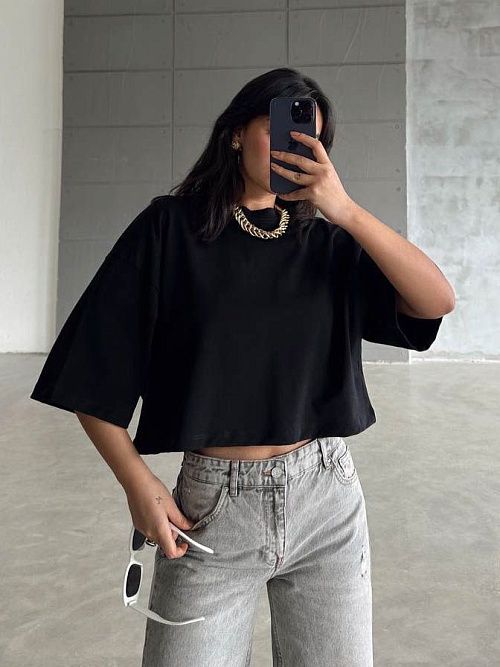 4608 Футболка женская черный GIRL 