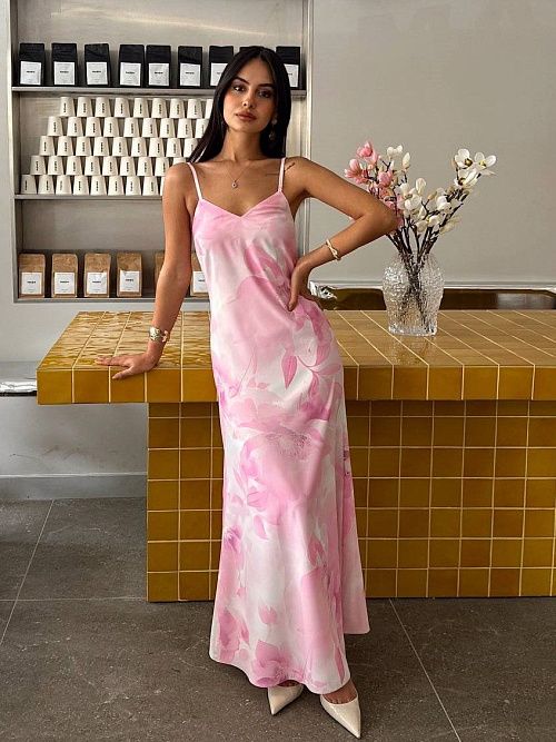 7488 Платье женское розовый  GIRL 