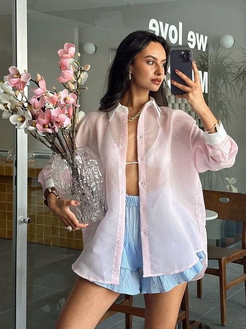 2581 Рубашка женская розовый GIRL   