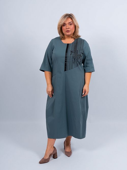 Сафари Платье женское серо-зеленый ZAR STYLE 