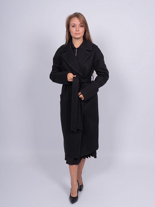 KR-227N/15-Рубчик Пальто женское черный 365 