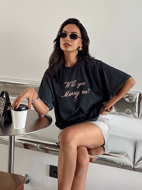 4619 Футболка женская черный GIRL 