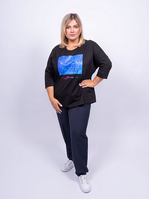 Ультрамарин Блузка женская черный ZAR STYLE 