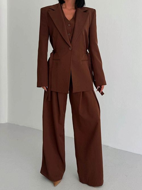 7476-brown Пиджак женский коричневый GIRL 