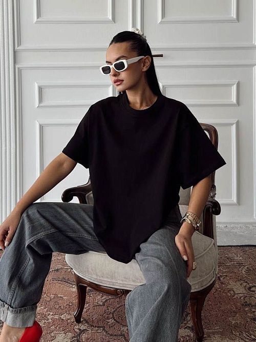 4607 Футболка женская черный GIRL 