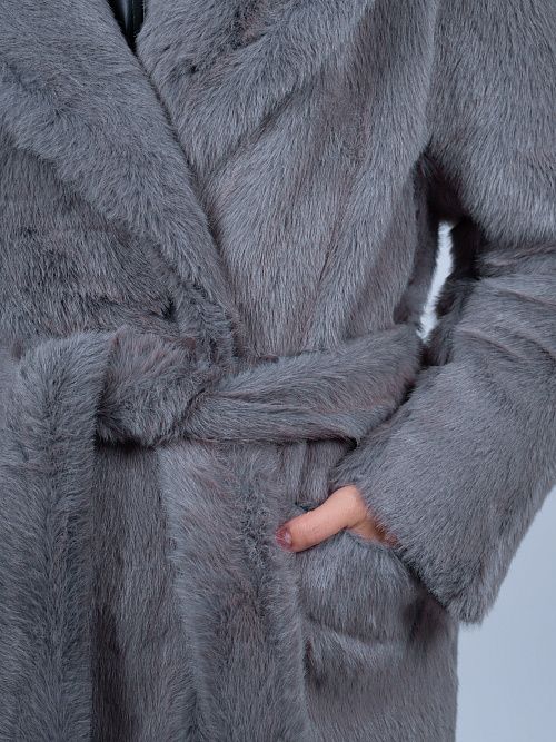 KR-135/2-Норка Шуба женская серый Sempati 