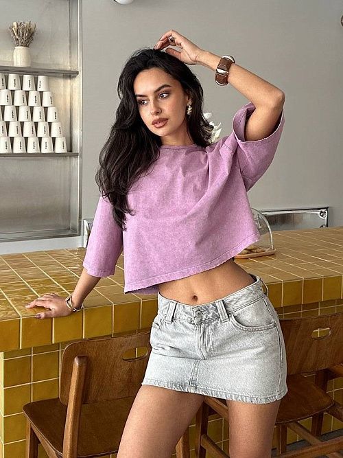 4622 Футболка женская сиреневый GIRL 