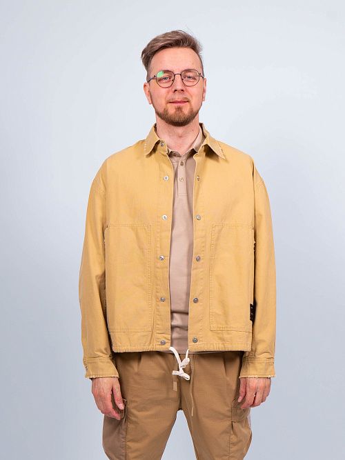 10033/AV/1 Рубашка мужская бежевый QWENTINI  