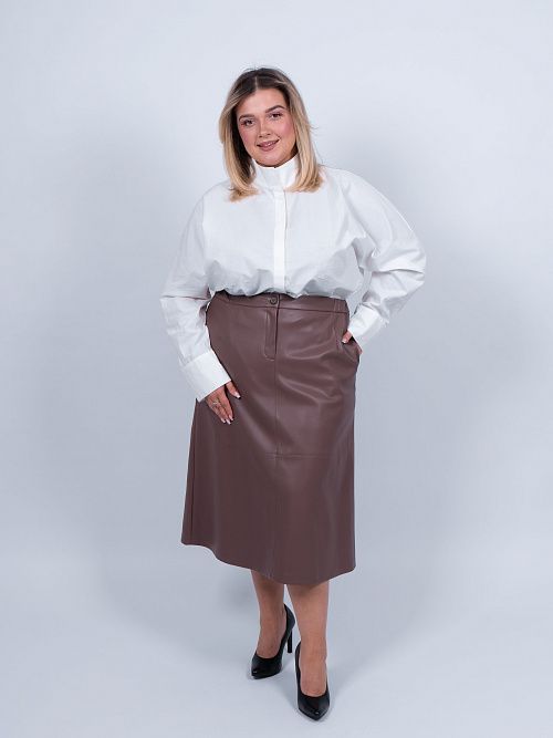 33-040071-1713-67  Юбка Силин коричневый КЛЮКVА 