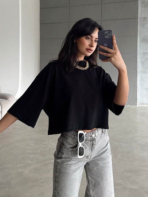 4608 Футболка женская черный GIRL 