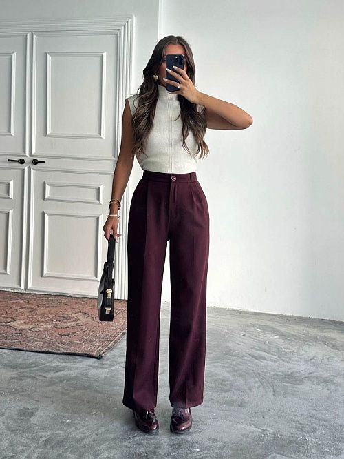 4002-bordo Брюки женские бордовый Girl 