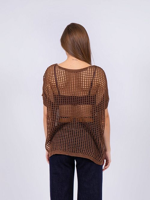 3509 Джемпер женский сетка коричневый NAVI  