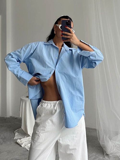 2575 Рубашка женская голубой GIRL   