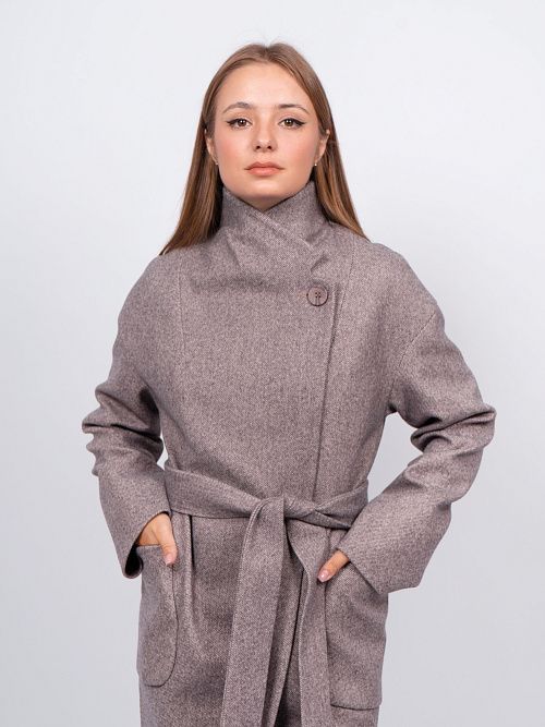 KR-171/8-Рубчик Пальто женское темно-коричневый 365 