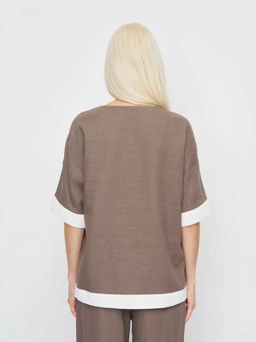 52125-БЛ Блузка женская графитово-белый ELECTRA STYLE 