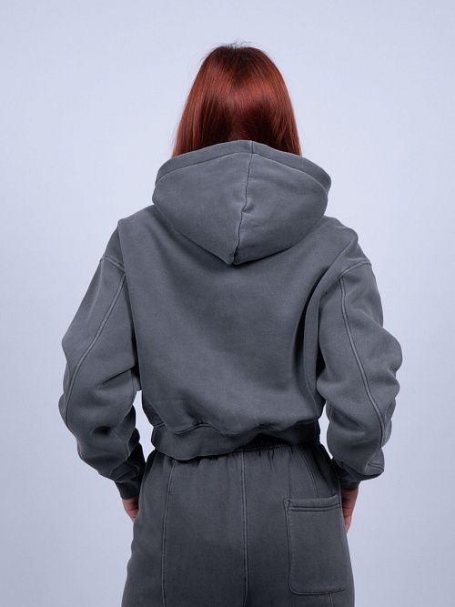 N822 Худи zip женское графит 365 