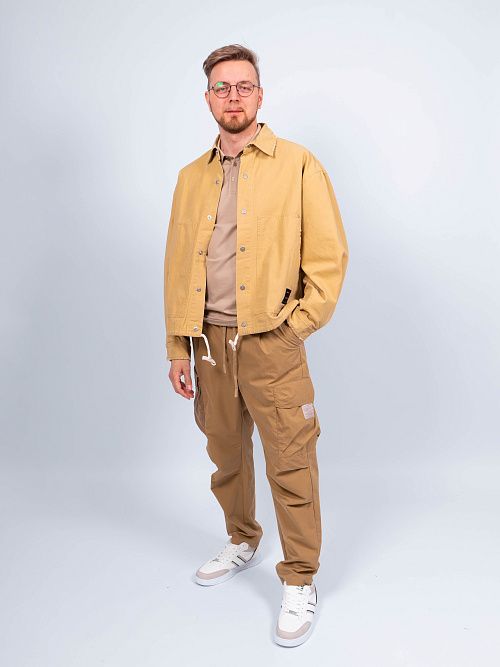 10033/AV/1 Рубашка мужская бежевый QWENTINI  