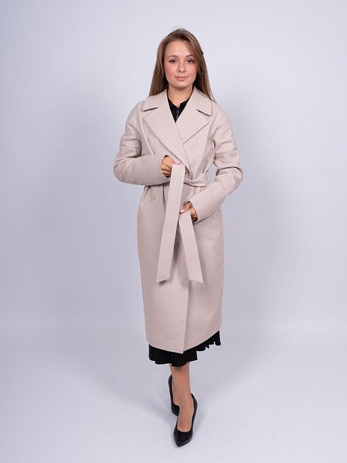 KR-227N/6-Рубчик Пальто женское бежевый 365 