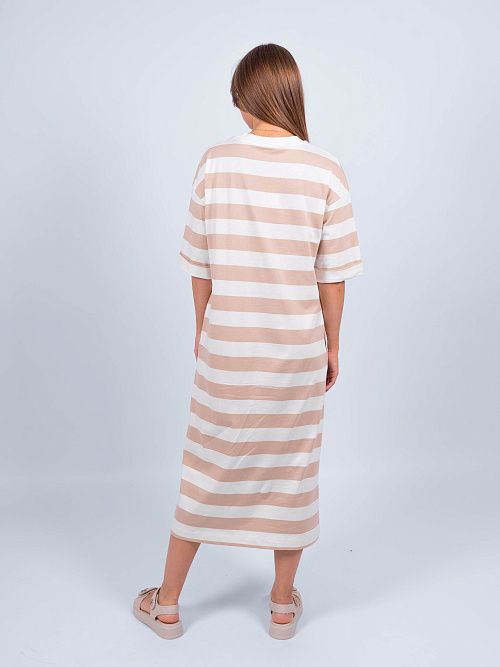 ЕВТ5040/1 Платье женское темно-бежевый, полоска VERY NEAT 