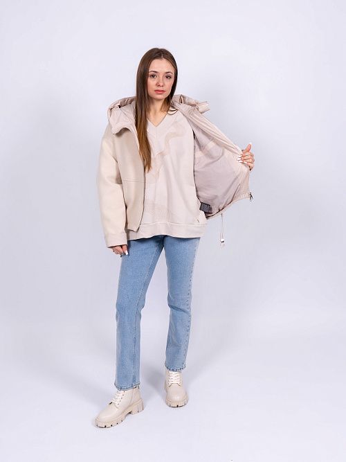 7610-1 Куртка женская бежевый Baimuni 