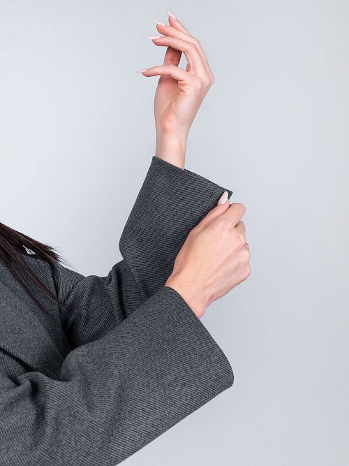 KR-296-рубчик-2 Пальто женское антрацит 365 