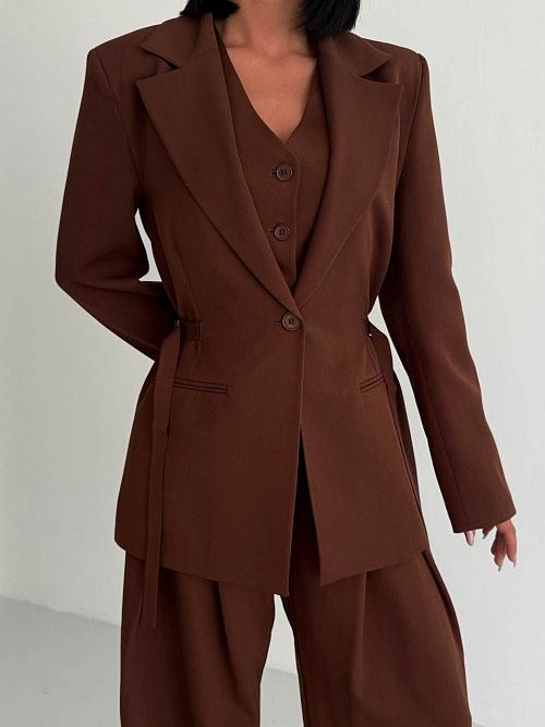 7476-brown Пиджак женский коричневый GIRL 