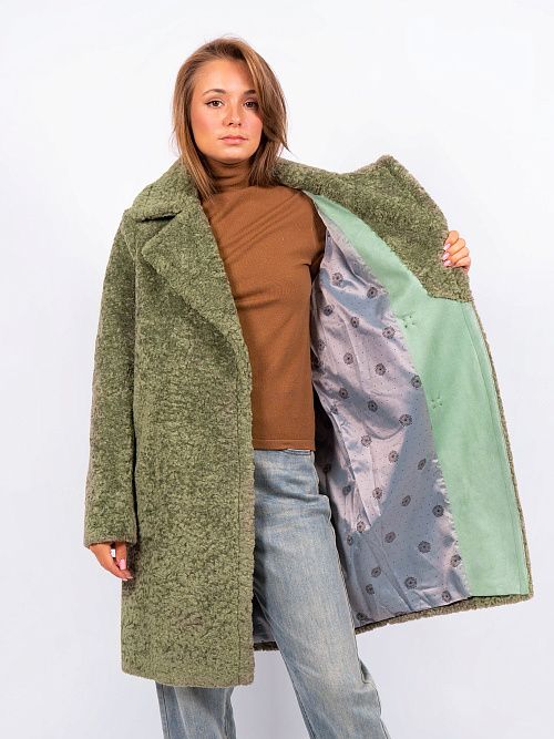 3-0121мРФ-3181/1 Пальто меховое женское фисташковый ELECTRA STYLE 