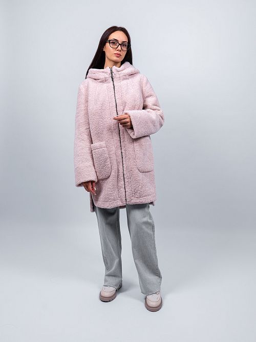 3-0306Бм-3181 Пальто меховое женское ванильный ELECTRA STYLE 