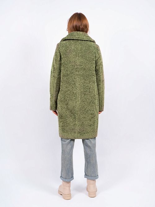 3-0121мРФ-3181/1 Пальто меховое женское фисташковый ELECTRA STYLE 