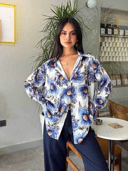 7486 Блузка женская т.синий GIRL   